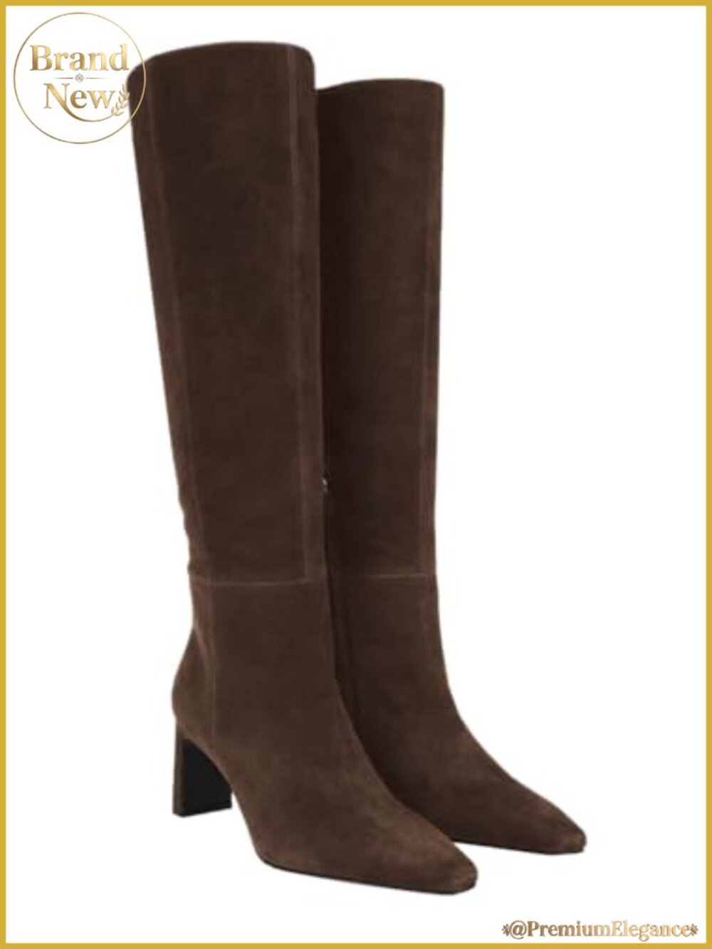 Knee High Boots Closed Pointed Toe Chunky Heel Tall Dress Boots Side Zipper